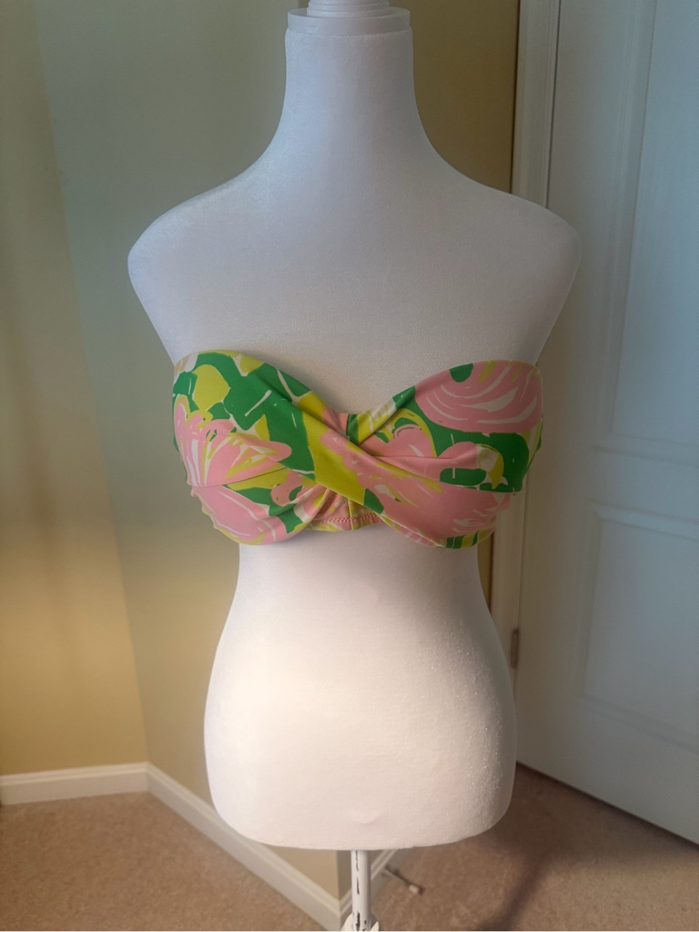 Lilly Pulitzer Pink, Green & Yellow Bandeau Bikini Top